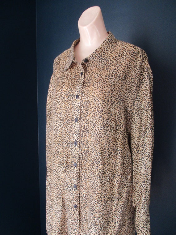 Vintage Silk Cheeta Print Blouse | Leapord Print S