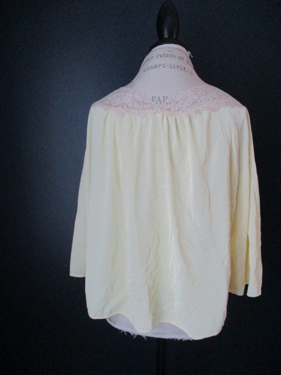 Vintage Van Raalte Yellow Satin Beige Lace Button… - image 4