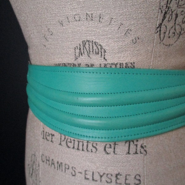 Vintage Ginnie Johansen 90s Teal Green Wrap Velcro Belt Size Medium