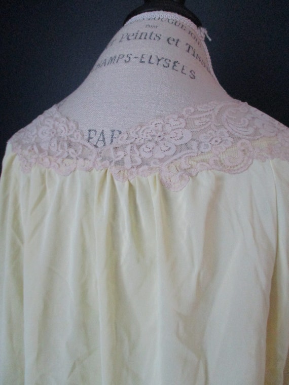 Vintage Van Raalte Yellow Satin Beige Lace Button… - image 7