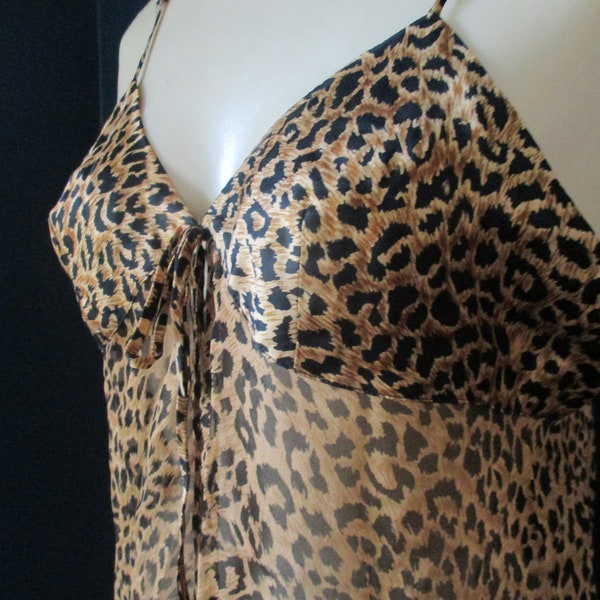 Silk Leopard Print Baby Doll | Vintage Silk Lingerie | Magic Silk Leopard Lingerie | Silk Pajamas | Vintage Nighty Tank | Retro Lingerie