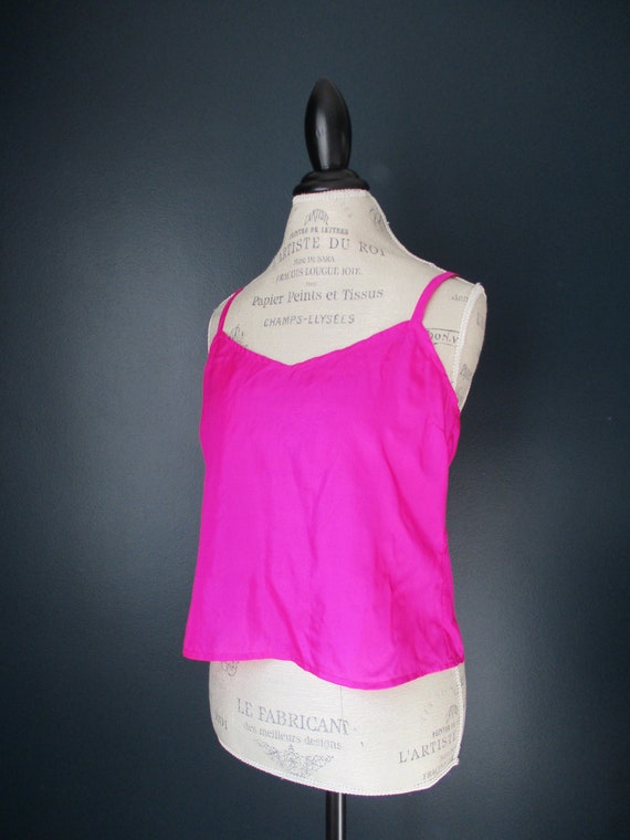 Vintage Fuchsia Johnny Was Silk Tank | Neon Pink S