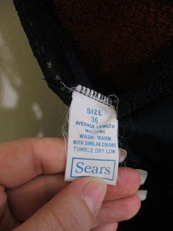 Black Lace Slip Dress | Vintage Sears Embroidered… - image 10