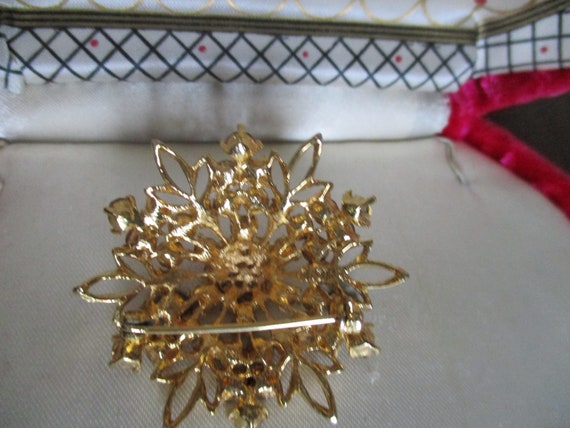 Vintage Lisner Chocolate Rhinestones Goldtone Fil… - image 7