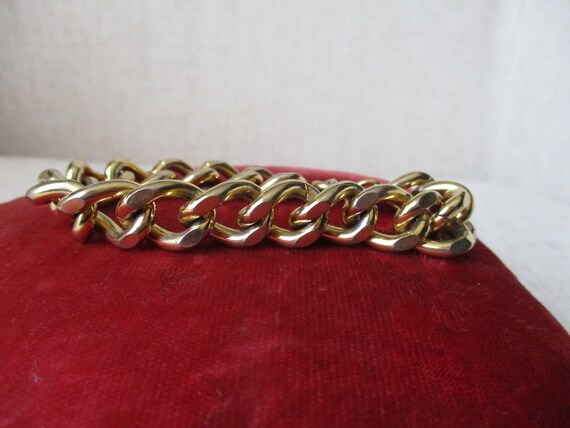 Vintage Goldtone Chunky Cuban Link Chain Bracelet… - image 5