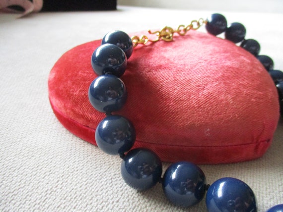 Vintage Monet Navy Knotted Beads Necklace Adjusta… - image 9