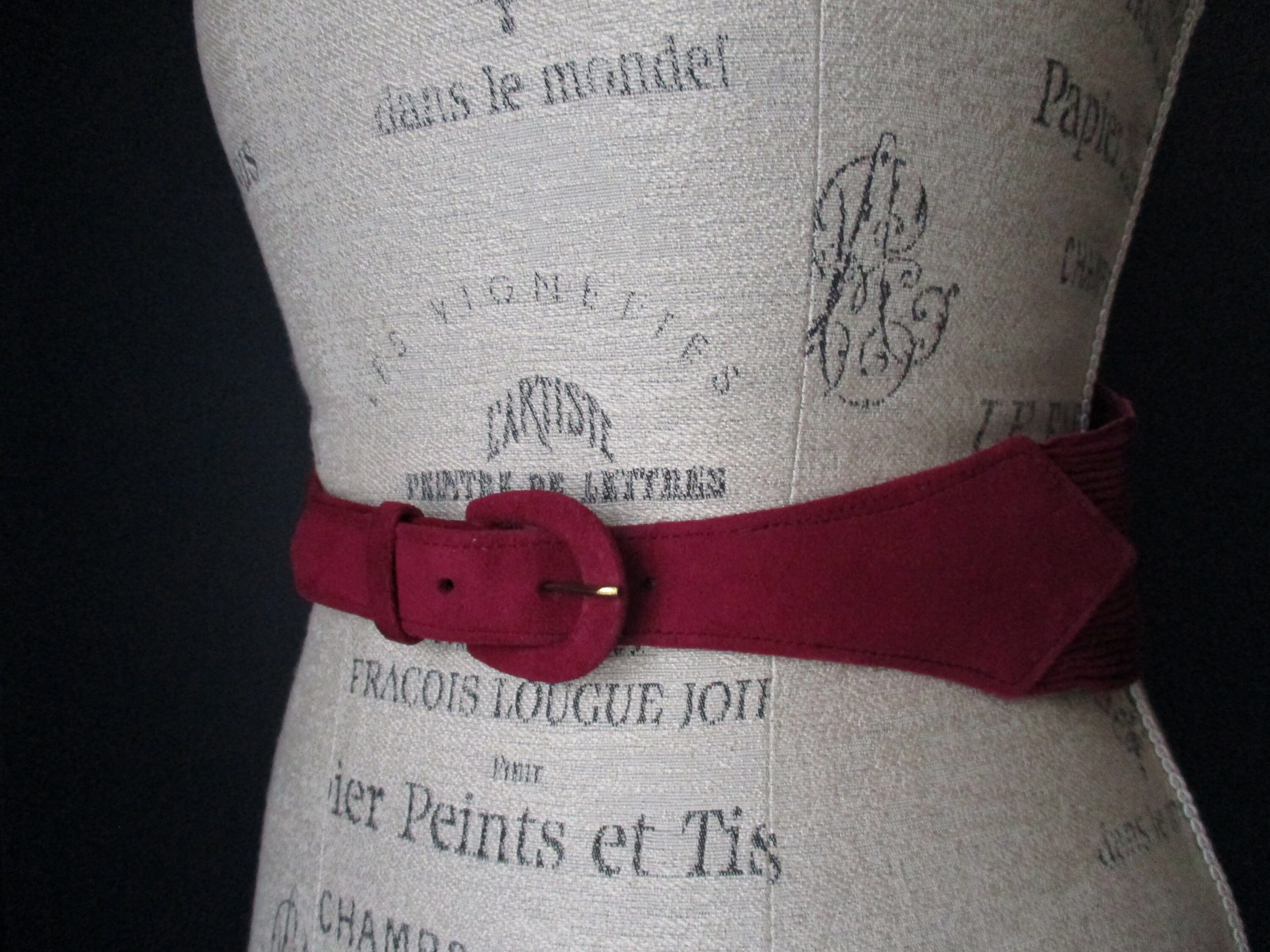 Vtg 90s Jill Stuart New York Red Leather Cow Folk Peasant Oktoberfest  Belt Touchstones: Life and Times of Modesto main image 3