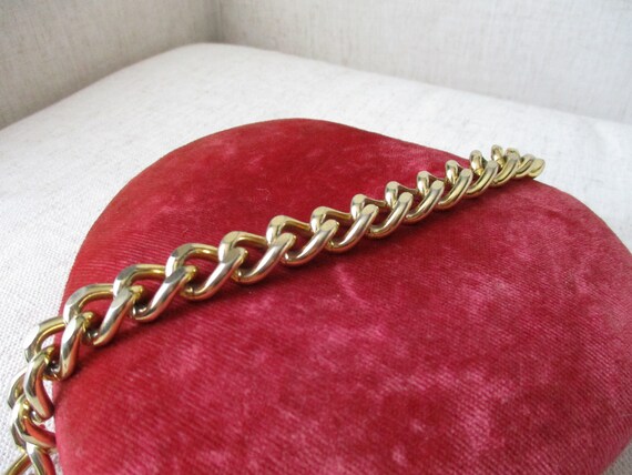 Vintage Goldtone Chunky Cuban Link Chain Bracelet… - image 7