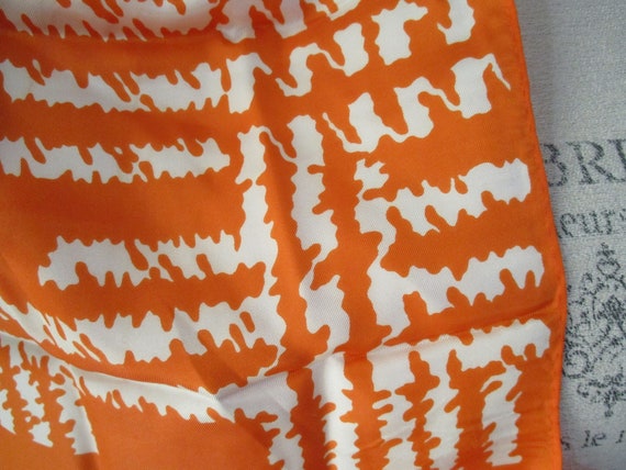 Vintage 1970s A Paris Scarf Orange and White Prin… - image 6