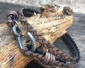 Men 39 s Fish Hook Braided Leather Bracelet Fisher of Men Bracelet Men 39 s Leather Fishhook Bracelet Gift For Him Faith Bracelet Christian