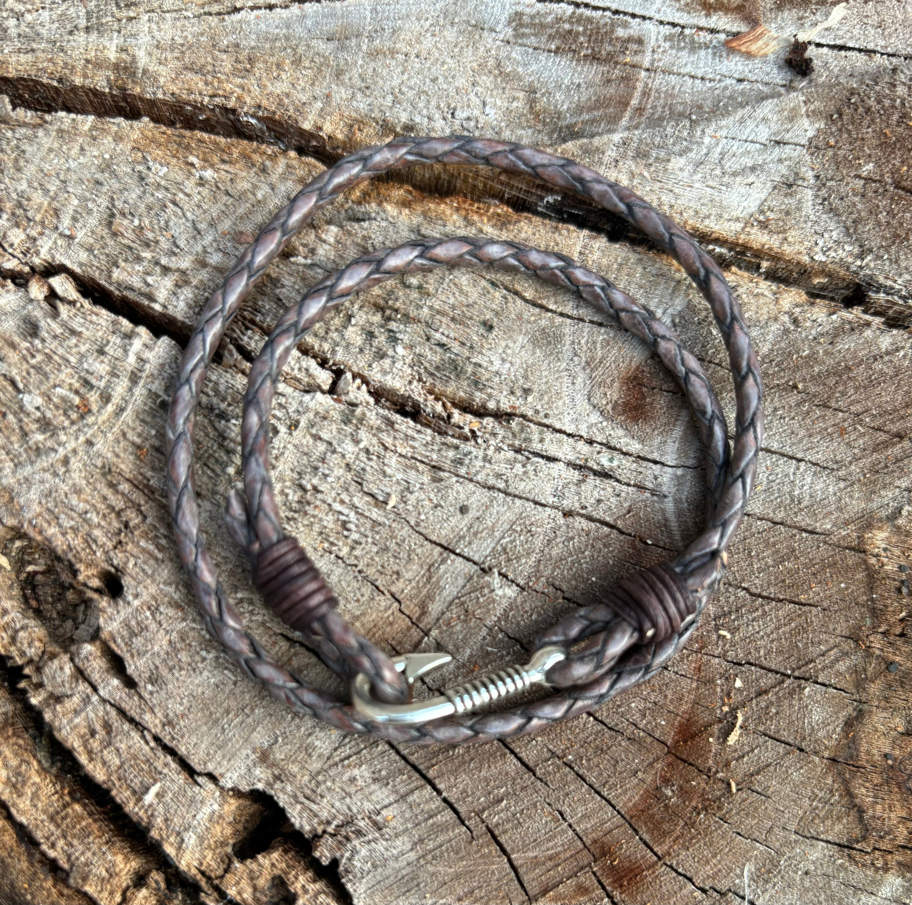 ブレスレット [LANARCH][2179] Black Leather Hook Bracelet Leather Fish Hook Bracelets - Etsy