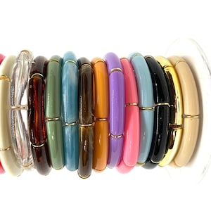 Skinny Acrylic Tube Bracelet/Chunky Bracelet/Acrylic Bamboo Bracelet/Boho Bracelet/marble Acrylic/Lightweight/Stacking Bracelet