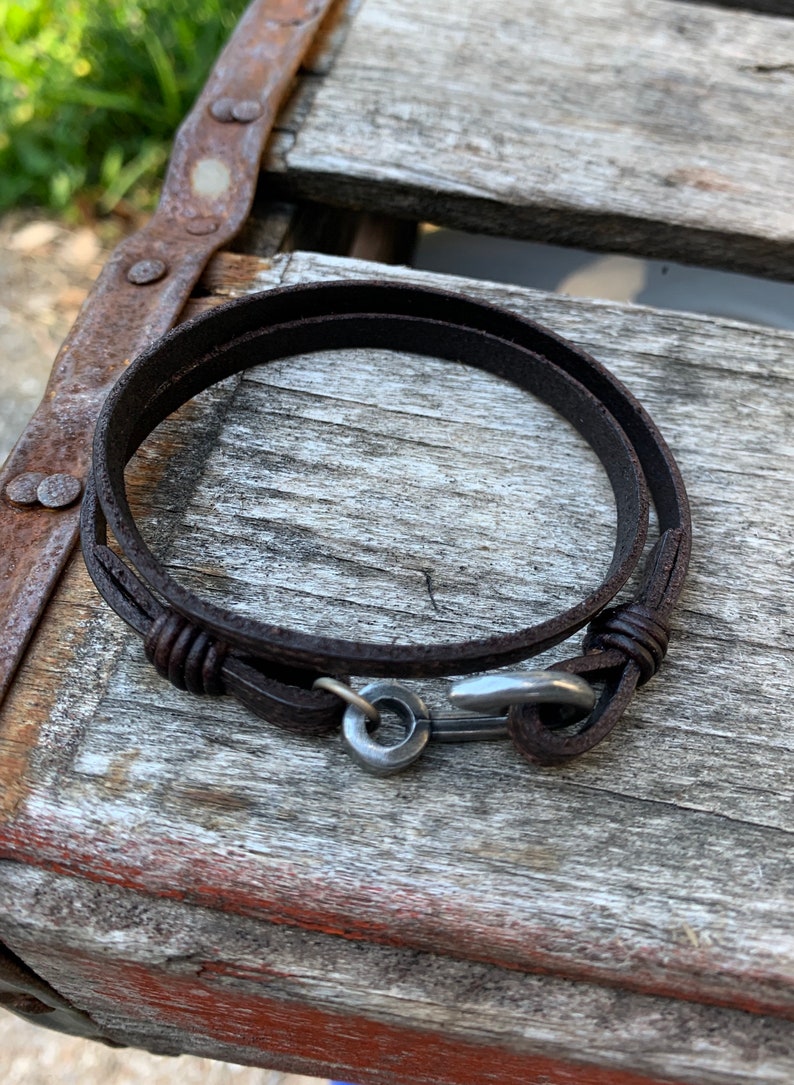 Men's Fish Hook Leather Bracelet/5mm Fisher of Men Etsy