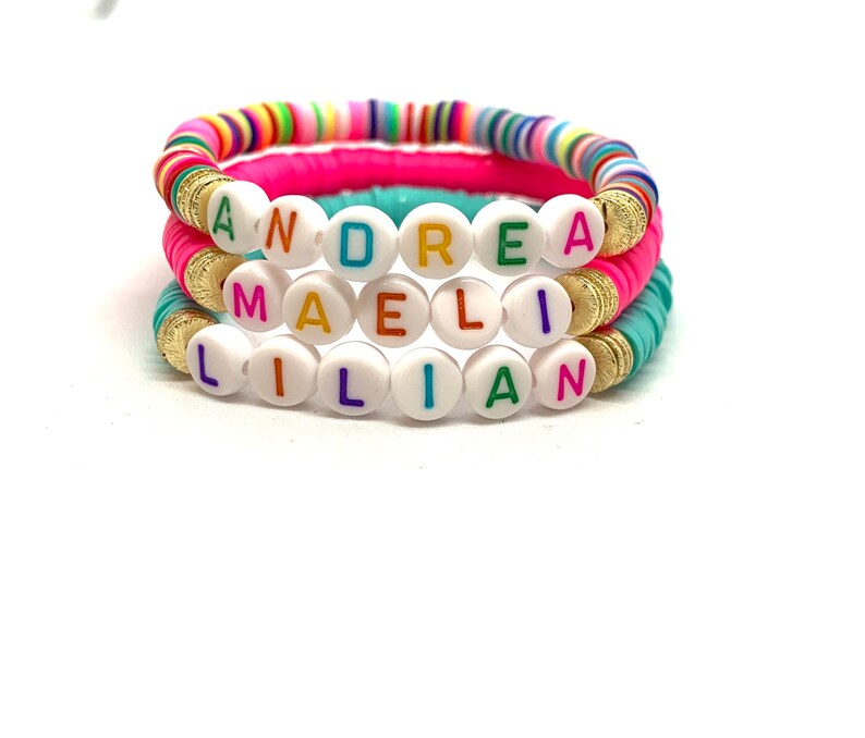 Custom Name Bracelets/heishi Personalized Handmade Name Etsy