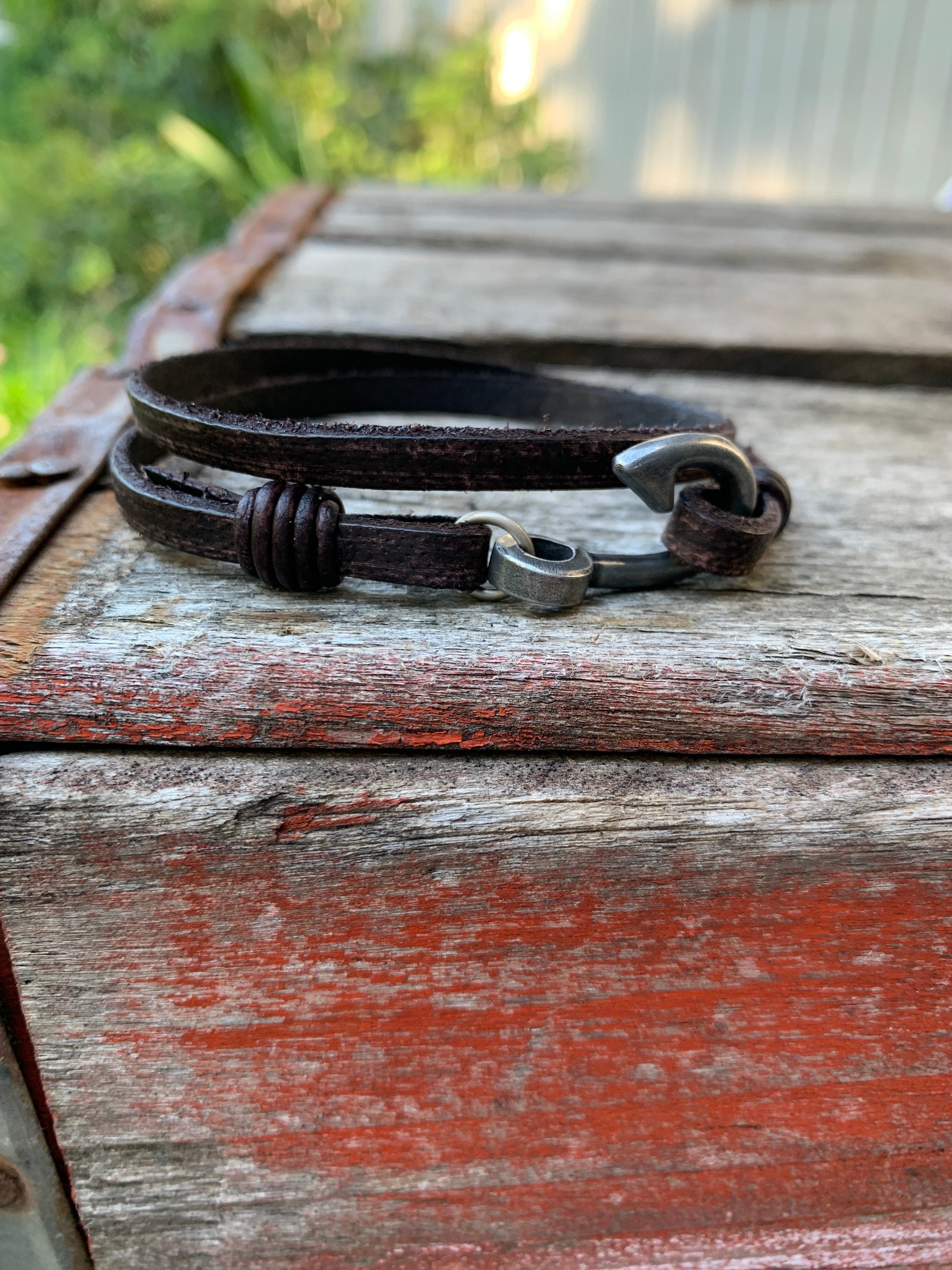 Men's Fish Hook Leather Bracelet/5mm Fisher of Men Etsy