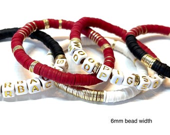 Heishi Spirit Stack RAZORBACKS Bracelets/ARKANSAS 8mmHeishi Bracelet/Gold Bracelets/Soft African Vinyl Woo Pig Bracelets/Boho Chic/ Bracelet