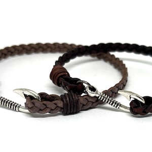 Leather fish hook bracelets