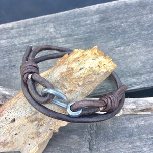 Leather Fish Hook Bracelet/Fisher of Men Bracelet/Men's/Women's Leather Fish Hook Bracelet/Fishermen Bracelet/ Faith Bracelet/Christian image 2