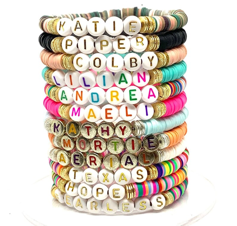 Custom Name Bracelets/heishi Personalized Handmade Name Etsy