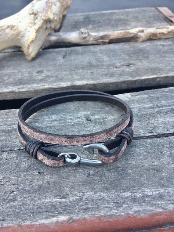 Men's Fish Hook Leather Bracelet/Fisher of Men | Etsy
