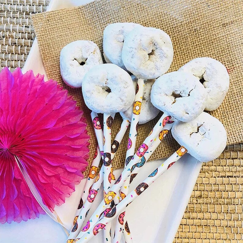 Wedding Baby Shower 25 Pcs Donut Paper Straw for Donut Party Theme Birthday