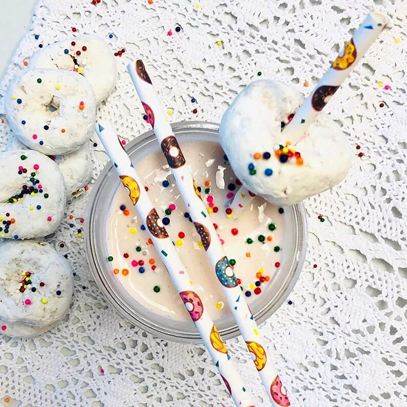Wedding Baby Shower 25 Pcs Donut Paper Straw for Donut Party Theme Birthday