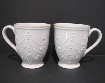 Lenox French Perle White 2 Mugs in Excellent Condition