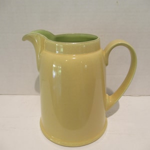 Vintage Denby Juice Jug: Handcrafted Yellow Stoneware, 32 oz