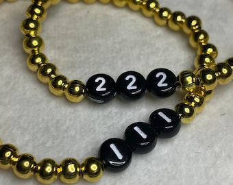 Personalized Angel Number Bracelet: Gold Bead Numerology Bracelet