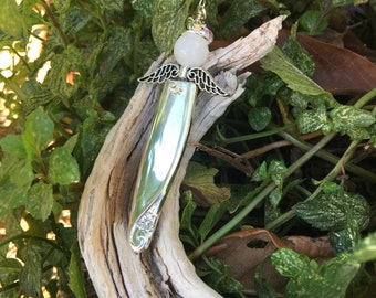 Silverware Angel Keychain: Recycled Vintage Flatware, Guardian Angel