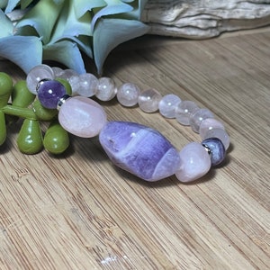 Amethyst Gemstone bracelet for women, Rose Quartz, stretch bracelet, Crystal bracelet, gift for her, gift for him, Pink Purple Bracelt