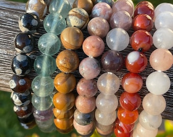 8mm Gemstone Stretch Bracelet, Handmade Crystal Bead Bracelet