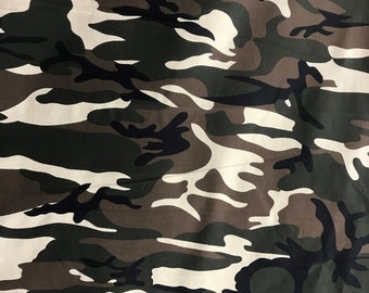 Army Camouflage 100/% Cotton Camou Print Fabric 57\u201dW Material BTY for clothing face masks crafts quilting Sale