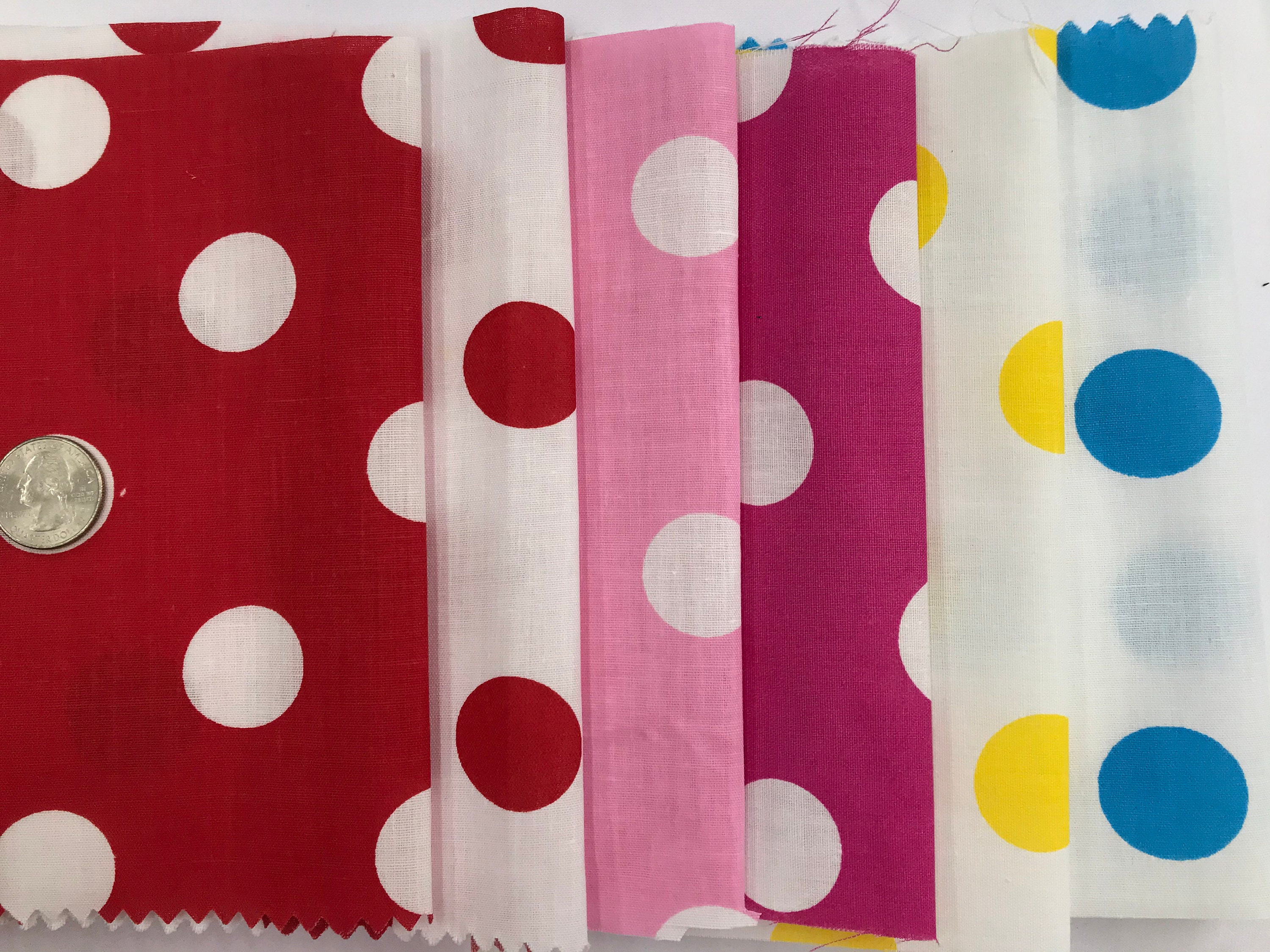 Quarter Size Polka Dots Poly Cotton Print Fabric, 60" Wide, Sell…