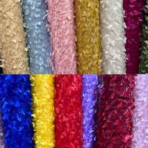 All Over 3D Satin Butterfly on Mesh, Solid Colors 2-Way Stretch