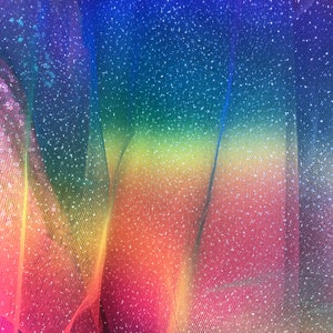Glitter Rainbow Tulle Mesh, 60" Wide, Sells by the Yard