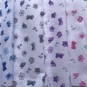 Butterflies Print Broadcloth Fabric, Sells/Price by the Yard, 5 Colors Available