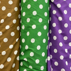 New Colors Quarter Size Polka Dots Poly Cotton Fabric Print, 60&quot; Wide, Sells by the Yard, non-stretch