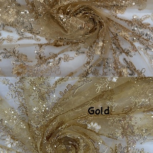 Elena's Embroidery Corded Lace With Sequins, Non-stretch, Sells by the yard