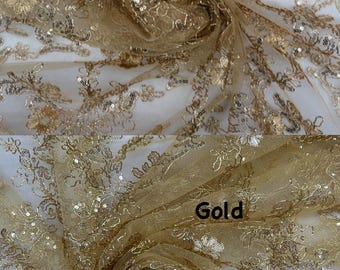 Elena's Embroidery Corded Lace With Sequins, Non-stretch, Sells by the yard