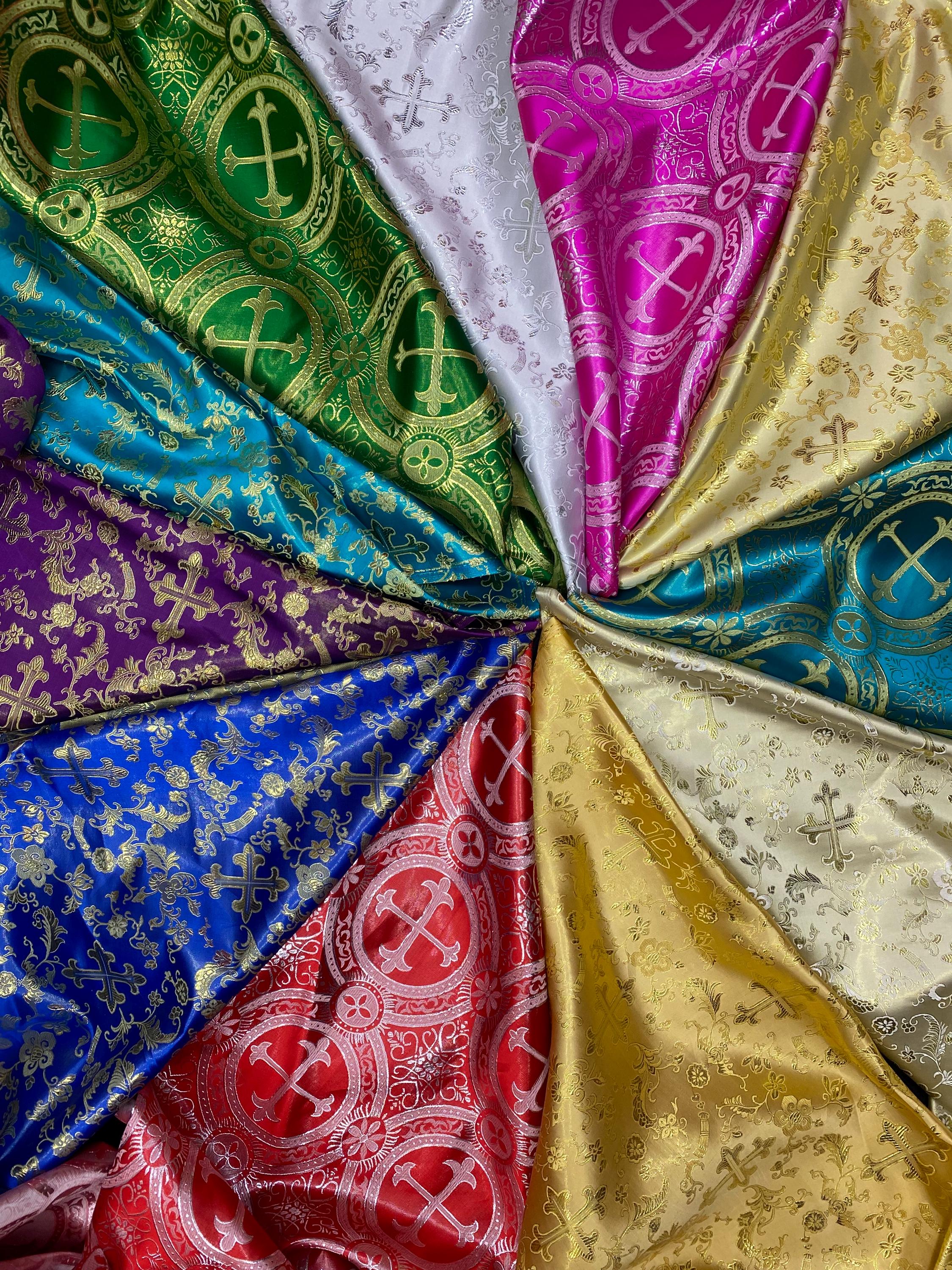Liturgical Metallic Brocade Fabric, Non-Stretch, Sells/price by the Yard