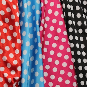 Quarter Size Polka Dot Charmeuse Print Satin Fabric, non-stretch, 60&quot; Wide, Sells by the Yard