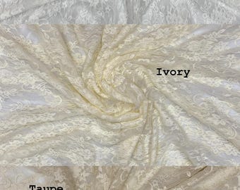 Floral Vintage 4-Way Stretch Lace, 60" Wide, Sells by the yard