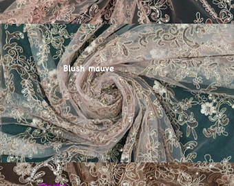 Elena&#39;s Embroidery Corded Lace With Sequins, Non-stretch, Sells by the yard