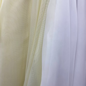 120&quot; wide Sheer voile chiffon Fabric, white or ivory, non-stretch, sells by the yard.