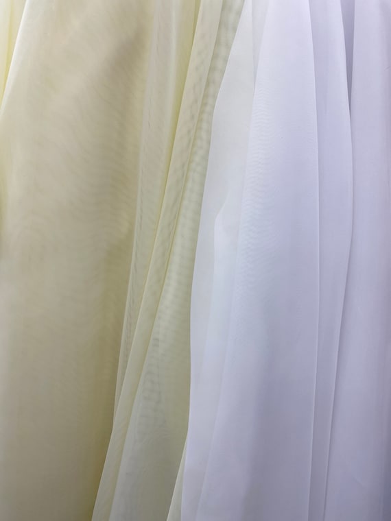 120" wide Sheer voile chiffon Fabric, white or ivory, non-stretch, sells by the yard.