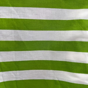 1" Striped Poly-Cotton Fabric, 60" Wide, By The Yard Lime/white