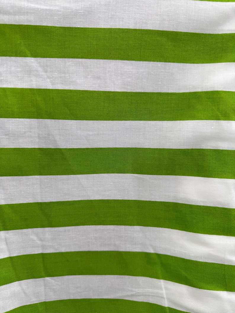 1" Striped Poly-Cotton Fabric, 60" Wide, By The Yard Lime/white