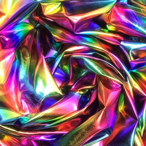 Rainbow Foil Spandex Solid, 58" Wide, 4-way Stretch, Sells by the Yard