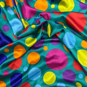 Charmeuse Satin Multi Color, Multi Size Dots Print, Non-stretch, Sells ...